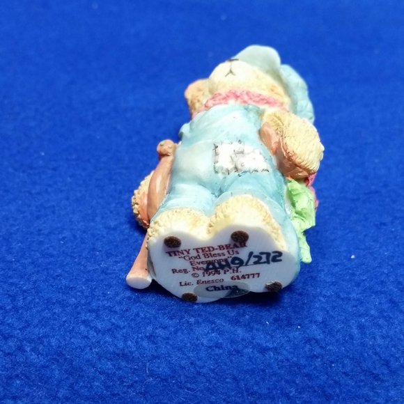 Cherished Teddies Tiny Ted Bear God Bless US Everyone Figurine Enesco 614777 - Picture 10 of 10